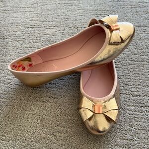 Ted Baker Immep Rose Gold Leather Bow Ballet Flats